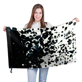 Флаг 3D с принтом KUBIKI в Кировске, 100% полиэстер | плотность ткани — 95 г/м2, размер — 67 х 109 см. Принт наносится с одной стороны | bricks | абстракция | кубики | молодежное | пестрое | черно белое