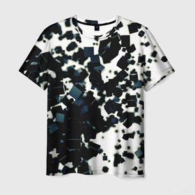 Мужская футболка 3D с принтом KUBIKI в Кировске, 100% полиэфир | прямой крой, круглый вырез горловины, длина до линии бедер | bricks | абстракция | кубики | молодежное | пестрое | черно белое