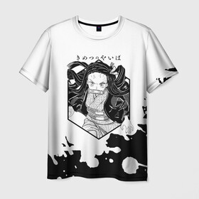 Мужская футболка 3D с принтом Nezuko Kamado Kimetsu no Yaiba в Кировске, 100% полиэфир | прямой крой, круглый вырез горловины, длина до линии бедер | demon slayer | kamado | kimetsu no yaiba | nezuko | tanjiro | аниме | гию томиока | зеницу агацума | иноске хашибира | камадо | клинок | корзинная девочка | манга | музан кибуцуджи | незуко | рассекающий демонов | танджиро