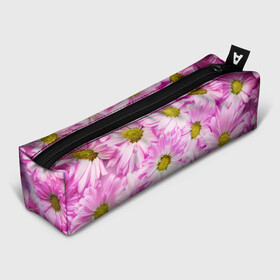Пенал 3D с принтом Цветы в Кировске, 100% полиэстер | плотная ткань, застежка на молнии | лето | маргаритки | розовый | фон | цветы