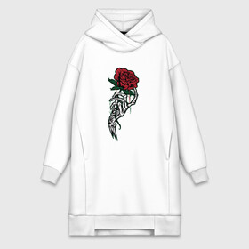 Платье-худи хлопок с принтом Цветок в руке в Кировске,  |  | flowers | роза | роза в рук | цветок | цветок в руке