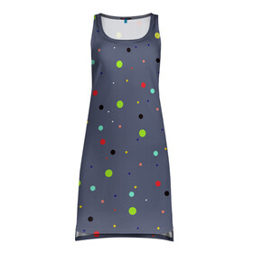 Платье-майка 3D с принтом Цветные шарики | Colored balls в Кировске, 100% полиэстер | полуприлегающий силуэт, широкие бретели, круглый вырез горловины, удлиненный подол сзади. | circle | зеленый | красочный | круг | мяч | чернить