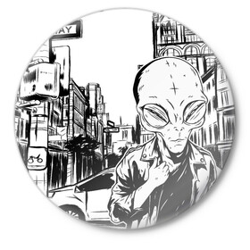 Значок с принтом Портрет пришельца в Нью Йорке в Кировске,  металл | круглая форма, металлическая застежка в виде булавки | alien | art | hipster | illustration | landscape | new york | ufo | арт | иллюстрация | инопланетянин | картина | нло | нью йорк | пейзаж | пешеходный переход | пришелец | рисунок | рисунок карандашом | светофор | указатель