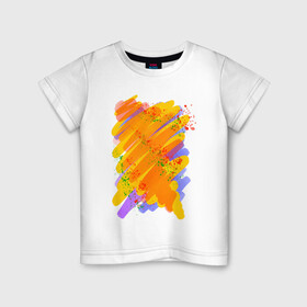 Детская футболка хлопок с принтом Яркость красок в Кировске, 100% хлопок | круглый вырез горловины, полуприлегающий силуэт, длина до линии бедер | art | orange | print | брызги | краски | принт | пятна | творчество | яркость