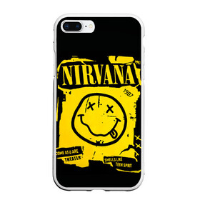 Чехол для iPhone 7Plus/8 Plus матовый с принтом Nirvana 1987 в Кировске, Силикон | Область печати: задняя сторона чехла, без боковых панелей | album | curt | kobain | logo | music | nevermind | nirvana | rock | smells like | smile | teen spirit | альбом | гитара | курт кобейн | логотип | музыка | невермайнд | нирвана | рок | смайл | стикер