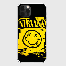 Чехол для iPhone 12 Pro с принтом Nirvana 1987 в Кировске, силикон | область печати: задняя сторона чехла, без боковых панелей | album | curt | kobain | logo | music | nevermind | nirvana | rock | smells like | smile | teen spirit | альбом | гитара | курт кобейн | логотип | музыка | невермайнд | нирвана | рок | смайл | стикер