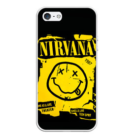 Чехол для iPhone 5/5S матовый с принтом Nirvana 1987 в Кировске, Силикон | Область печати: задняя сторона чехла, без боковых панелей | album | curt | kobain | logo | music | nevermind | nirvana | rock | smells like | smile | teen spirit | альбом | гитара | курт кобейн | логотип | музыка | невермайнд | нирвана | рок | смайл | стикер