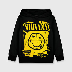 Детская толстовка 3D с принтом Nirvana 1987 в Кировске, 100% полиэстер | двухслойный капюшон со шнурком для регулировки, мягкие манжеты на рукавах и по низу толстовки, спереди карман-кенгуру с мягким внутренним слоем | album | curt | kobain | logo | music | nevermind | nirvana | rock | smells like | smile | teen spirit | альбом | гитара | курт кобейн | логотип | музыка | невермайнд | нирвана | рок | смайл | стикер
