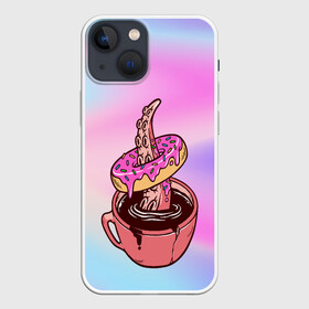 Чехол для iPhone 13 mini с принтом Щупальца сладкоежка в Кировске,  |  | градиент | кофе | осьминог | пончик | чашка | щупальца