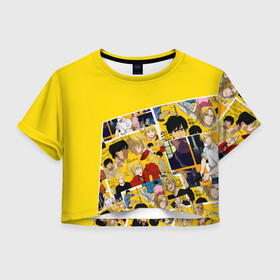 Женская футболка Crop-top 3D с принтом Banana Fish в Кировске, 100% полиэстер | круглая горловина, длина футболки до линии талии, рукава с отворотами | banana fish | аниме | банана фиш | банановая рыба | приключение | эш