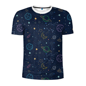 Мужская футболка 3D спортивная с принтом Созвездия в Кировске, 100% полиэстер с улучшенными характеристиками | приталенный силуэт, круглая горловина, широкие плечи, сужается к линии бедра | space | арт | звезды | корабли | космос | планеты | ракеты | созвездия