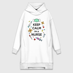 Платье-худи хлопок с принтом Keep Calm... Медсестра в Кировске,  |  | keep calm | nurse | врач | день медработника | день медсестры | медик | медицина | медработник | медсестра | прикол