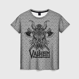 Женская футболка 3D с принтом Valheim Viking dark в Кировске, 100% полиэфир ( синтетическое хлопкоподобное полотно) | прямой крой, круглый вырез горловины, длина до линии бедер | fantasy | mmo | valheim | valve | валхейм | вальхейм | викинги | выживалка | игра | королевская битва | ммо | ролевая игра | фэнтази