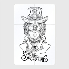 Магнитный плакат 2Х3 с принтом girl steampunk в Кировске, Полимерный материал с магнитным слоем | 6 деталей размером 9*9 см | gears | girl | hat | mechanism | steampunk | девушка | механизм | очки | стимпанк | шестерёнки | шляпа