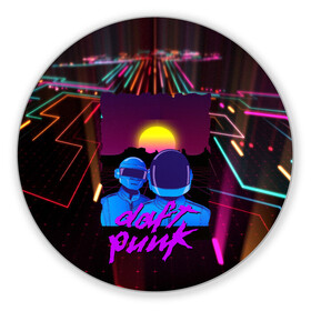 Коврик для мышки круглый с принтом Daft Punk Electrix в Кировске, резина и полиэстер | круглая форма, изображение наносится на всю лицевую часть | by craig drake | daft punk | madeinkipish | thomas bangalter | дафт панк | маски | тома и ги мануэль