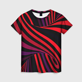 Женская футболка 3D с принтом Оптическая иллюзия в Кировске, 100% полиэфир ( синтетическое хлопкоподобное полотно) | прямой крой, круглый вырез горловины, длина до линии бедер | абстракция | геометрия | градиент | иллюзия | линии | спираль | труба