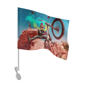 Флаг для автомобиля с принтом Riders Republic в Кировске, 100% полиэстер | Размер: 30*21 см | riders republic | велосипед | гонки | игра | человек | экстрим
