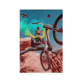 Обложка для паспорта матовая кожа с принтом Riders Republic в Кировске, натуральная матовая кожа | размер 19,3 х 13,7 см; прозрачные пластиковые крепления | Тематика изображения на принте: riders republic | велосипед | гонки | игра | человек | экстрим