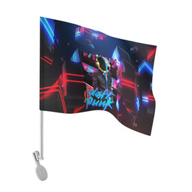 Флаг для автомобиля с принтом daft punk neon rock в Кировске, 100% полиэстер | Размер: 30*21 см | by craig drake | daft punk | madeinkipish | thomas bangalter | дафт панк | маски | тома и ги мануэль