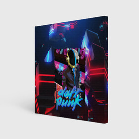 Холст квадратный с принтом daft punk neon rock в Кировске, 100% ПВХ |  | by craig drake | daft punk | madeinkipish | thomas bangalter | дафт панк | маски | тома и ги мануэль