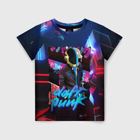 Детская футболка 3D с принтом daft punk neon rock в Кировске, 100% гипоаллергенный полиэфир | прямой крой, круглый вырез горловины, длина до линии бедер, чуть спущенное плечо, ткань немного тянется | by craig drake | daft punk | madeinkipish | thomas bangalter | дафт панк | маски | тома и ги мануэль