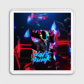 Магнит 55*55 с принтом daft punk neon rock в Кировске, Пластик | Размер: 65*65 мм; Размер печати: 55*55 мм | by craig drake | daft punk | madeinkipish | thomas bangalter | дафт панк | маски | тома и ги мануэль