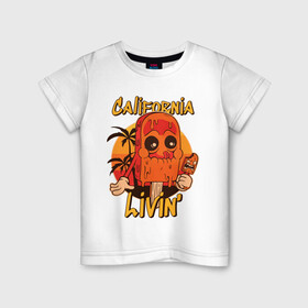 Детская футболка хлопок с принтом California ice cream в Кировске, 100% хлопок | круглый вырез горловины, полуприлегающий силуэт, длина до линии бедер | art | california | ice cream | palm trees | summer | sunset | арт | закат | калифорния | лето | мороженое | пальмы