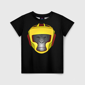 Детская футболка 3D с принтом Gorilla FIght в Кировске, 100% гипоаллергенный полиэфир | прямой крой, круглый вырез горловины, длина до линии бедер, чуть спущенное плечо, ткань немного тянется | бой | бокс | голова | горилла | шлем