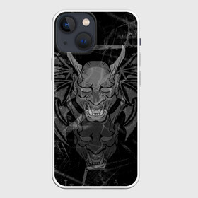 Чехол для iPhone 13 mini с принтом The devil is inside в Кировске,  |  | Тематика изображения на принте: evil | демон | дьявол | зло | клыки | крылья | монстр | рога | страшный | хоррор