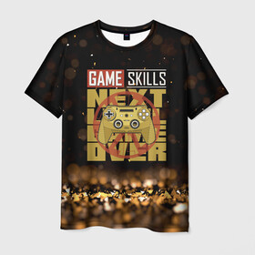 Мужская футболка 3D с принтом Next game over game skills в Кировске, 100% полиэфир | прямой крой, круглый вырез горловины, длина до линии бедер | game | gamer | japan | джойстик | игрок | управление