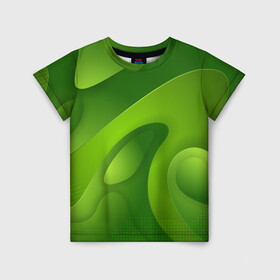 Детская футболка 3D с принтом 3d Green abstract в Кировске, 100% гипоаллергенный полиэфир | прямой крой, круглый вырез горловины, длина до линии бедер, чуть спущенное плечо, ткань немного тянется | luxury | versace | vip | абстракция | версаче | вип | паттерн | роскошь | текстуры