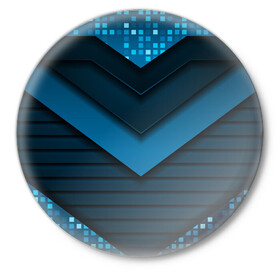 Значок с принтом 3D luxury blue abstract в Кировске,  металл | круглая форма, металлическая застежка в виде булавки | luxury | versace | vip | абстракция | версаче | вип | паттерн | роскошь | текстуры