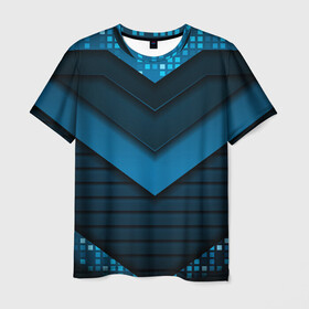 Мужская футболка 3D с принтом 3D luxury blue abstract в Кировске, 100% полиэфир | прямой крой, круглый вырез горловины, длина до линии бедер | Тематика изображения на принте: luxury | versace | vip | абстракция | версаче | вип | паттерн | роскошь | текстуры