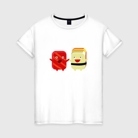 Женская футболка хлопок с принтом Гунканы в Кировске, 100% хлопок | прямой крой, круглый вырез горловины, длина до линии бедер, слегка спущенное плечо | роллы | суши | япония | японская еда