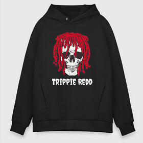 Мужское худи Oversize хлопок с принтом TRIPPIE REDD в Кировске, френч-терри — 70% хлопок, 30% полиэстер. Мягкий теплый начес внутри —100% хлопок | боковые карманы, эластичные манжеты и нижняя кромка, капюшон на магнитной кнопке | Тематика изображения на принте: 1400 | big | rap | red | redd | trippie | ред | редд | рэд | рэдд | триппи