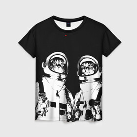 Женская футболка 3D с принтом Коты Космонавты в Кировске, 100% полиэфир ( синтетическое хлопкоподобное полотно) | прямой крой, круглый вырез горловины, длина до линии бедер | 12 | 1961 | astronaut | cat | gagarin | mars | nasa | space | spacex | sssr | yuri | апрель | астронавт | гагарин | день | земля | космонавт | космонавтика | космос | кот | коты | кошка | лазер | луна | марс | наса | планета | поехали | полё