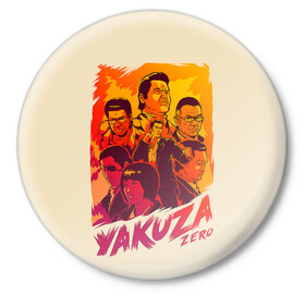 Значок с принтом Ykuza Zero в Кировске,  металл | круглая форма, металлическая застежка в виде булавки | game | games | japan | yakuza | игра | игры | кадзума кирю | клан рюдо | подобный дракону | якудза | япония