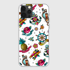 Чехол для iPhone 12 Pro Max с принтом Old school Sailor в Кировске, Силикон |  | mom | old | old school sailor | pineapple | sailor | school | sea | ананас | бутылка | записка | карта | корабль | мама | моряк | моряк старой школы | набор | орнамент | путешествие | роза | розы | сердце | старая школа