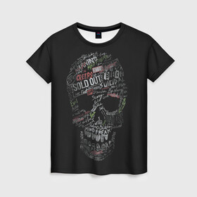 Женская футболка 3D с принтом Skull Creeps в Кировске, 100% полиэфир ( синтетическое хлопкоподобное полотно) | прямой крой, круглый вырез горловины, длина до линии бедер | freak | skelet | skeleton | skulls | style | warning | графити | граффити | надписи | скелет | скелетон | стиль | текст | череп | черепушка