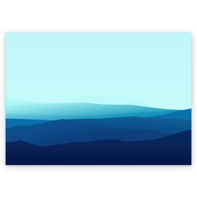 Поздравительная открытка с принтом Море в Кировске, 100% бумага | плотность бумаги 280 г/м2, матовая, на обратной стороне линовка и место для марки
 | Тематика изображения на принте: арт | вектор | векторный рисунок | геометрические фигуры | геометрия | линии | море | небо | оттенки синего | рисунок | синий
