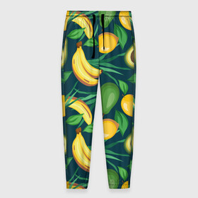 Мужские брюки 3D с принтом Фрукты в Кировске, 100% полиэстер | манжеты по низу, эластичный пояс регулируется шнурком, по бокам два кармана без застежек, внутренняя часть кармана из мелкой сетки | avokado | авокадо | бананы | лимоны | фрукты