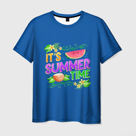 Мужская футболка 3D с принтом Время лета в Кировске, 100% полиэфир | прямой крой, круглый вырез горловины, длина до линии бедер | summer | арбуз | кокос | лето | цветы