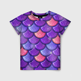 Детская футболка 3D с принтом Цветная чешуя в Кировске, 100% гипоаллергенный полиэфир | прямой крой, круглый вырез горловины, длина до линии бедер, чуть спущенное плечо, ткань немного тянется | рыбья кожа | текстура | цветная чешуя | цветные чешуйки | чешуя