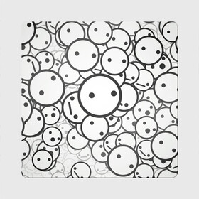 Магнит виниловый Квадрат с принтом SMILE в Кировске, полимерный материал с магнитным слоем | размер 9*9 см, закругленные углы | round | smile | круги | смайлики | черно белое
