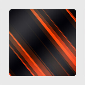 Магнит виниловый Квадрат с принтом ORANGE Black в Кировске, полимерный материал с магнитным слоем | размер 9*9 см, закругленные углы | Тематика изображения на принте: lines | линии | оранжевое | полосы | черное