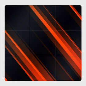 Магнитный плакат 3Х3 с принтом ORANGE Black в Кировске, Полимерный материал с магнитным слоем | 9 деталей размером 9*9 см | Тематика изображения на принте: lines | линии | оранжевое | полосы | черное