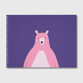 Альбом для рисования с принтом Розовый мишка в Кировске, 100% бумага
 | матовая бумага, плотность 200 мг. | Тематика изображения на принте: альпака | звезды | медведь | мишка | ночь