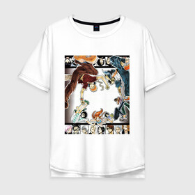 Мужская футболка хлопок Oversize с принтом Bleach girls and boys в Кировске, 100% хлопок | свободный крой, круглый ворот, “спинка” длиннее передней части | anime | art | bleach | boys | girls | manga | аниме | арт | блич | манга | парень