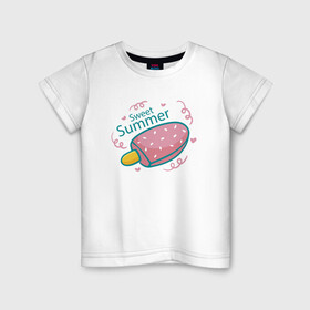 Детская футболка хлопок с принтом Сладкое лето в Кировске, 100% хлопок | круглый вырез горловины, полуприлегающий силуэт, длина до линии бедер | ice cream | summer | лето | мороженка | эскимо