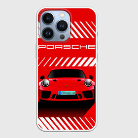 Чехол для iPhone 13 Pro с принтом PORSCHE   ПОРШЕ   RED STYLE в Кировске,  |  | Тематика изображения на принте: 911 | auto | carrera | cayenne | macan | porsche | sportcar | taycan | автомобиль | градиент. | каен | карера | красный | макан | полосы | порш | порше | спорт | спорткар | тайкан